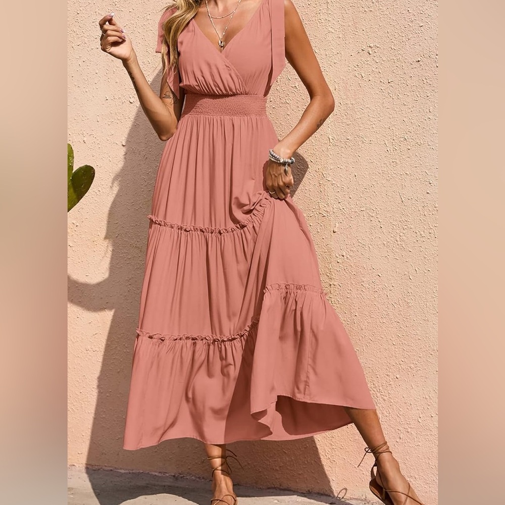 Pretty Garden Elegant Sleeveless Rust Dress